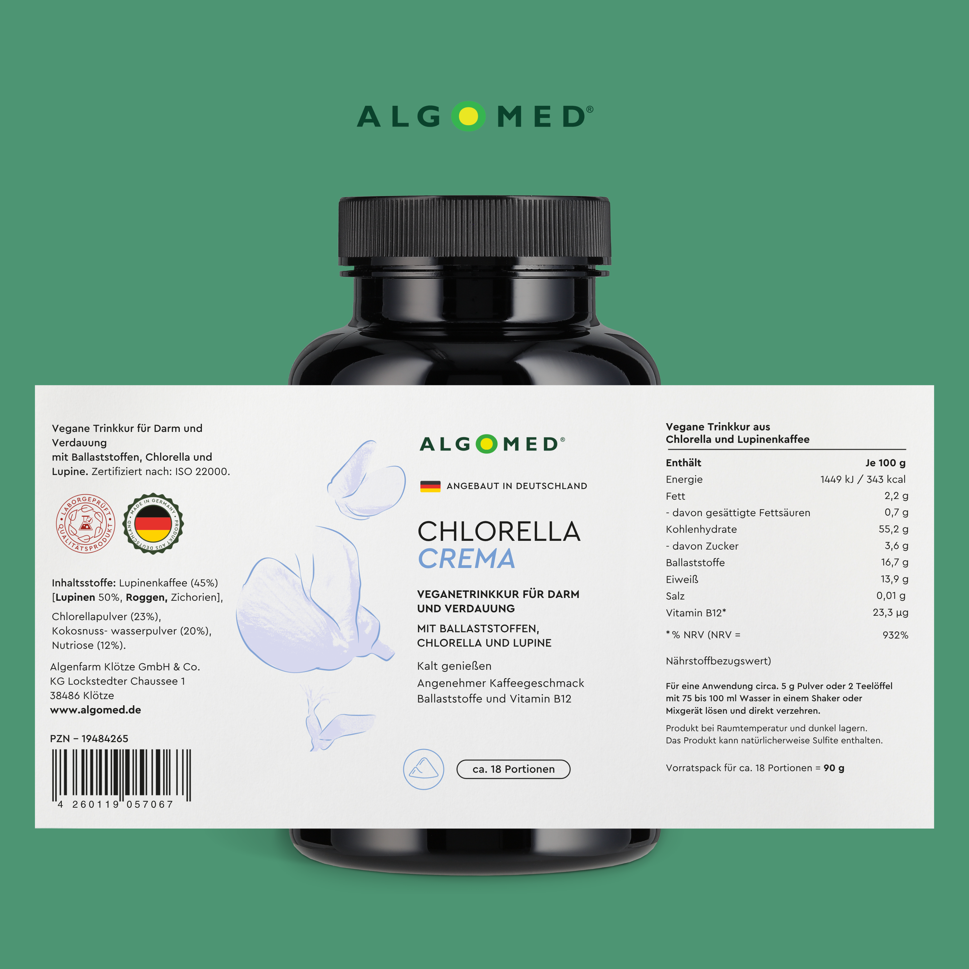 Algomed Chlorella Crema Inhaltstabelle