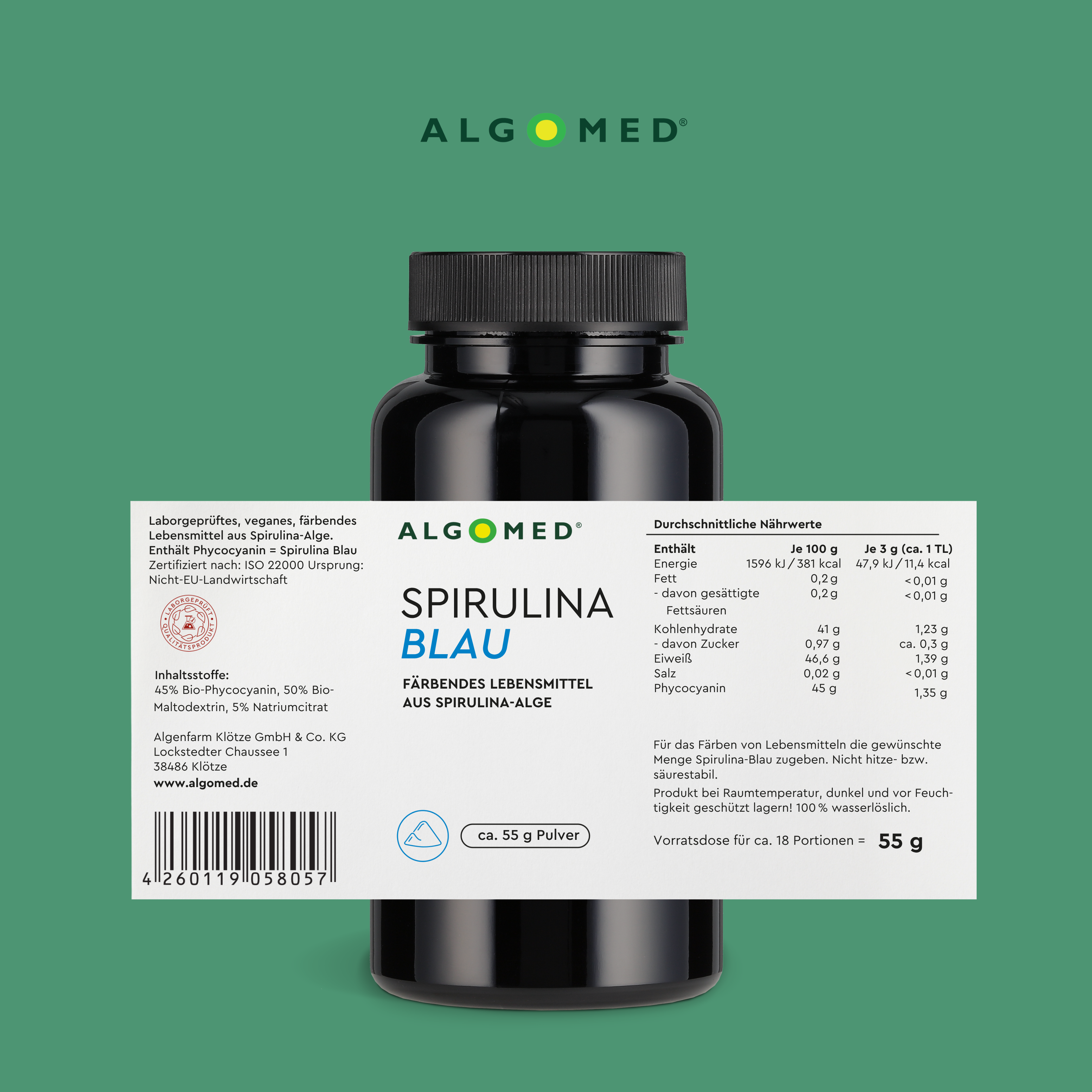 Algomed Spirulina Blau Inhaltstabelle