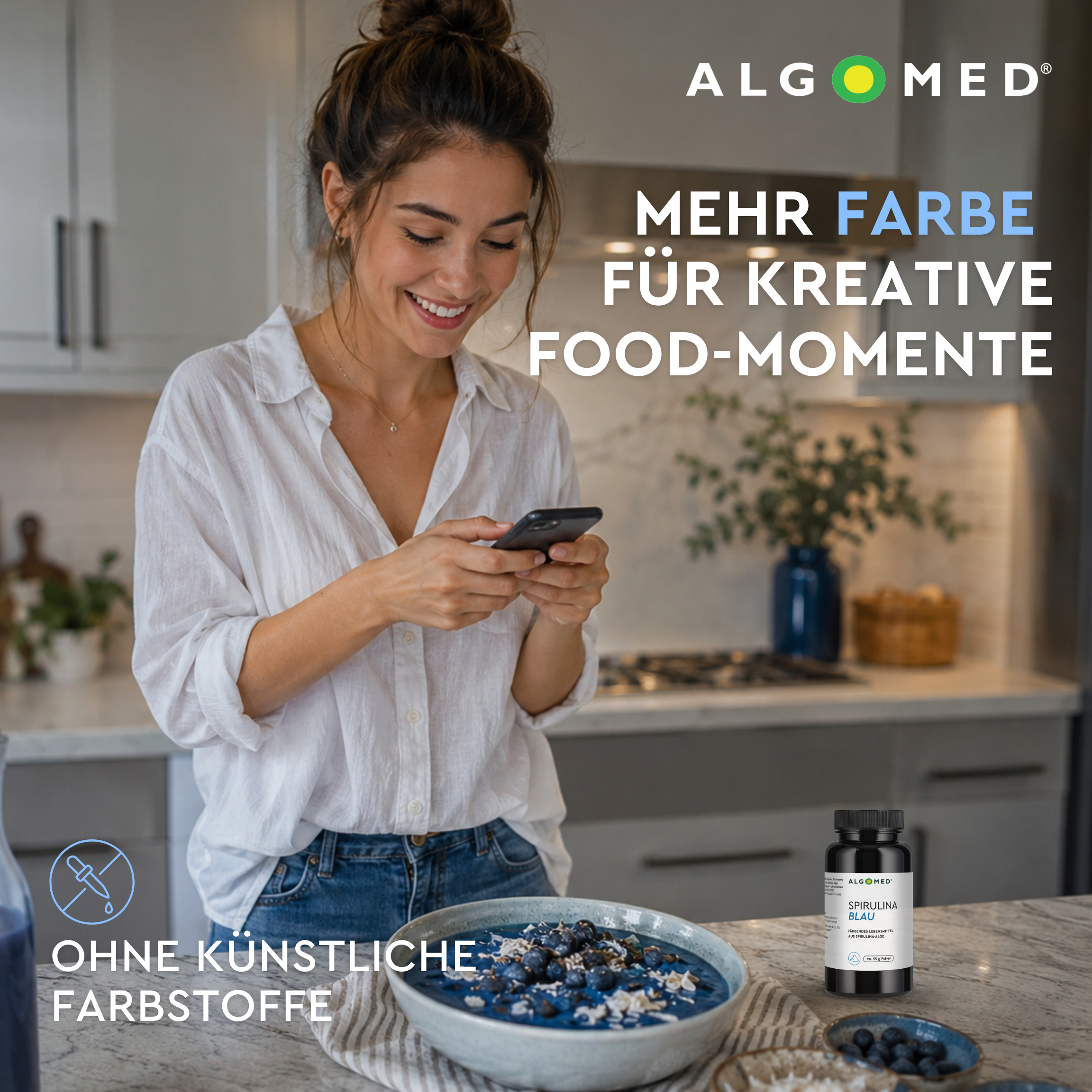 Algomed Spirulina Blau 55g Smoothie Blau