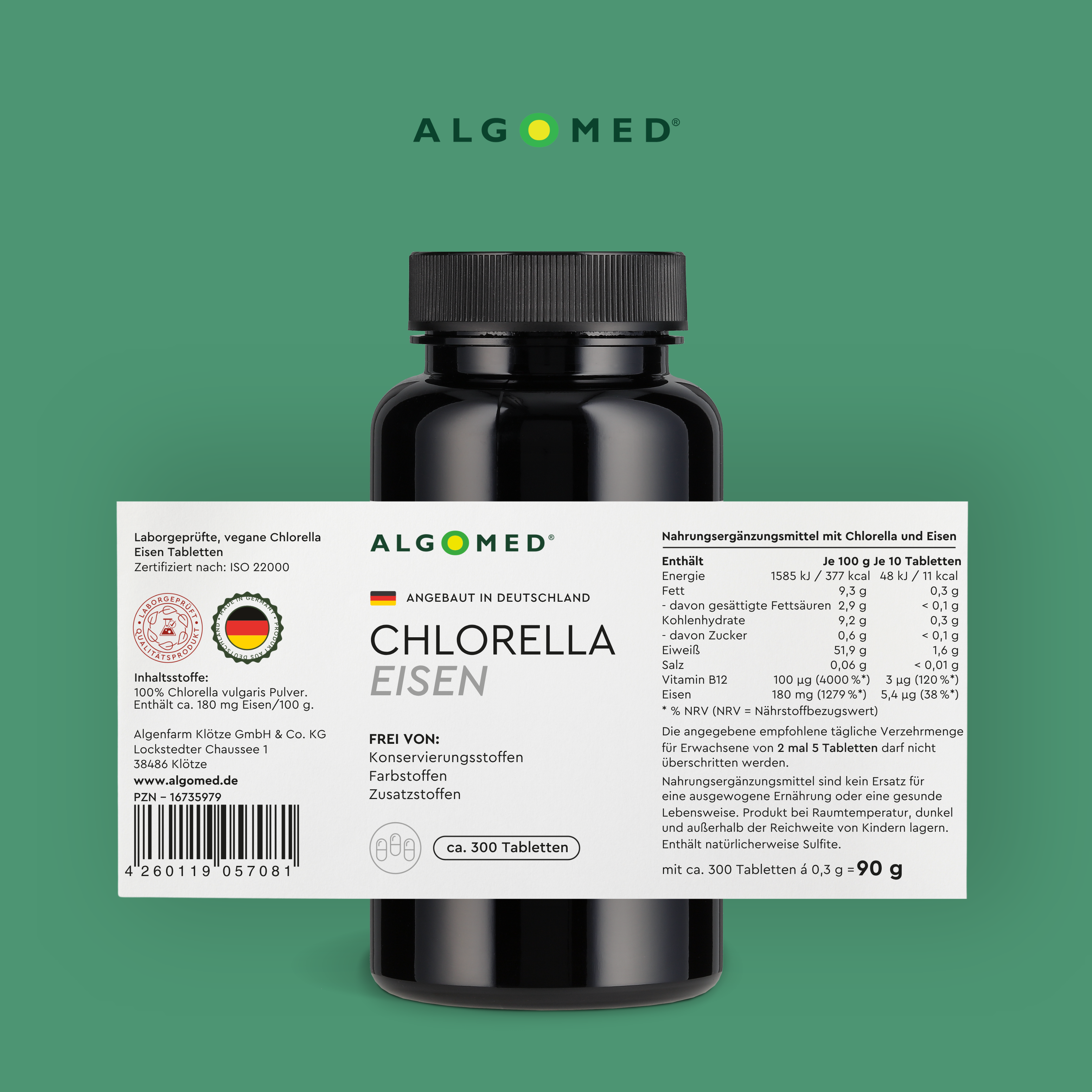 Algomed Chlorella Eisen Inhalt Tabelle