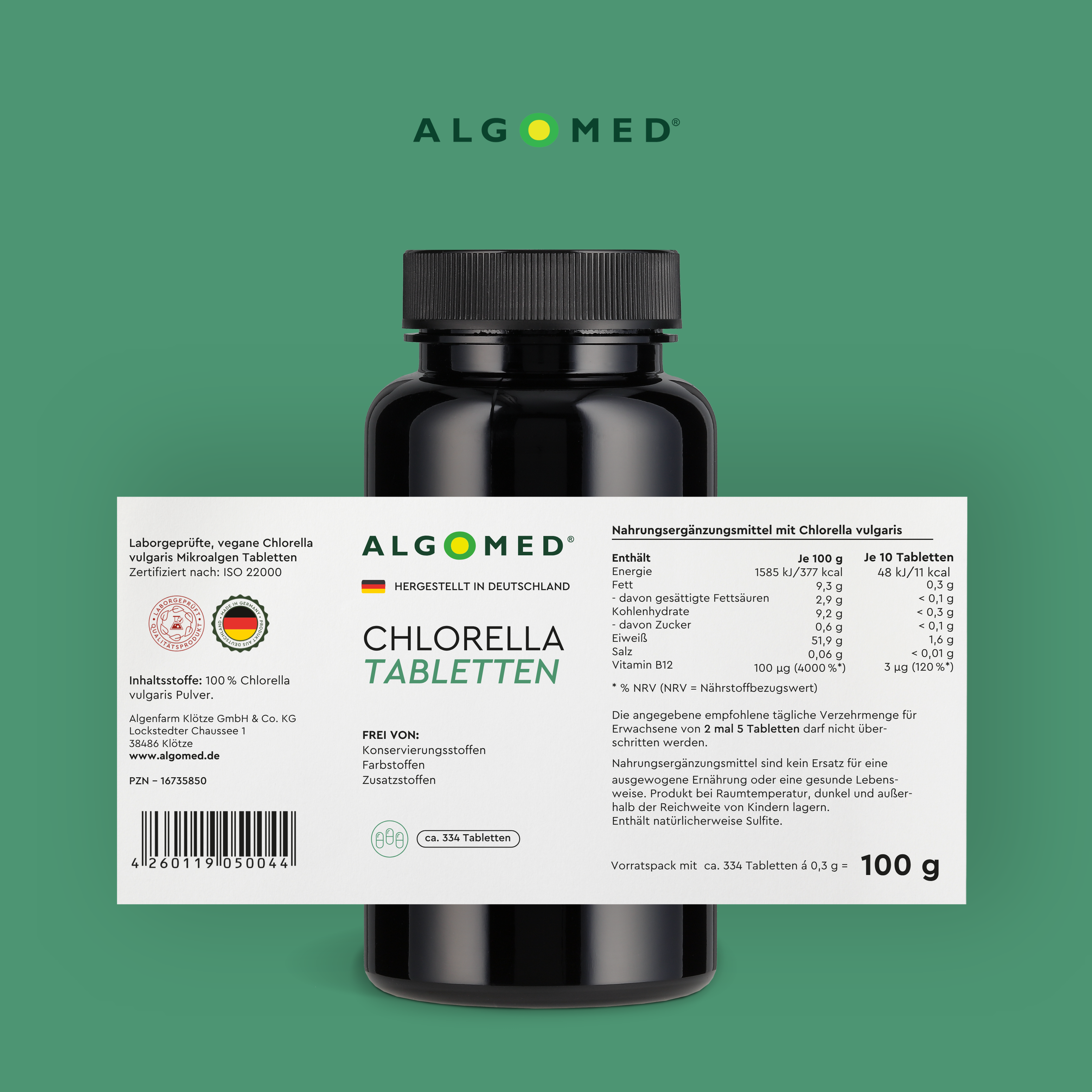 Algomed Chlorella Tabletten Inhaltsabelle