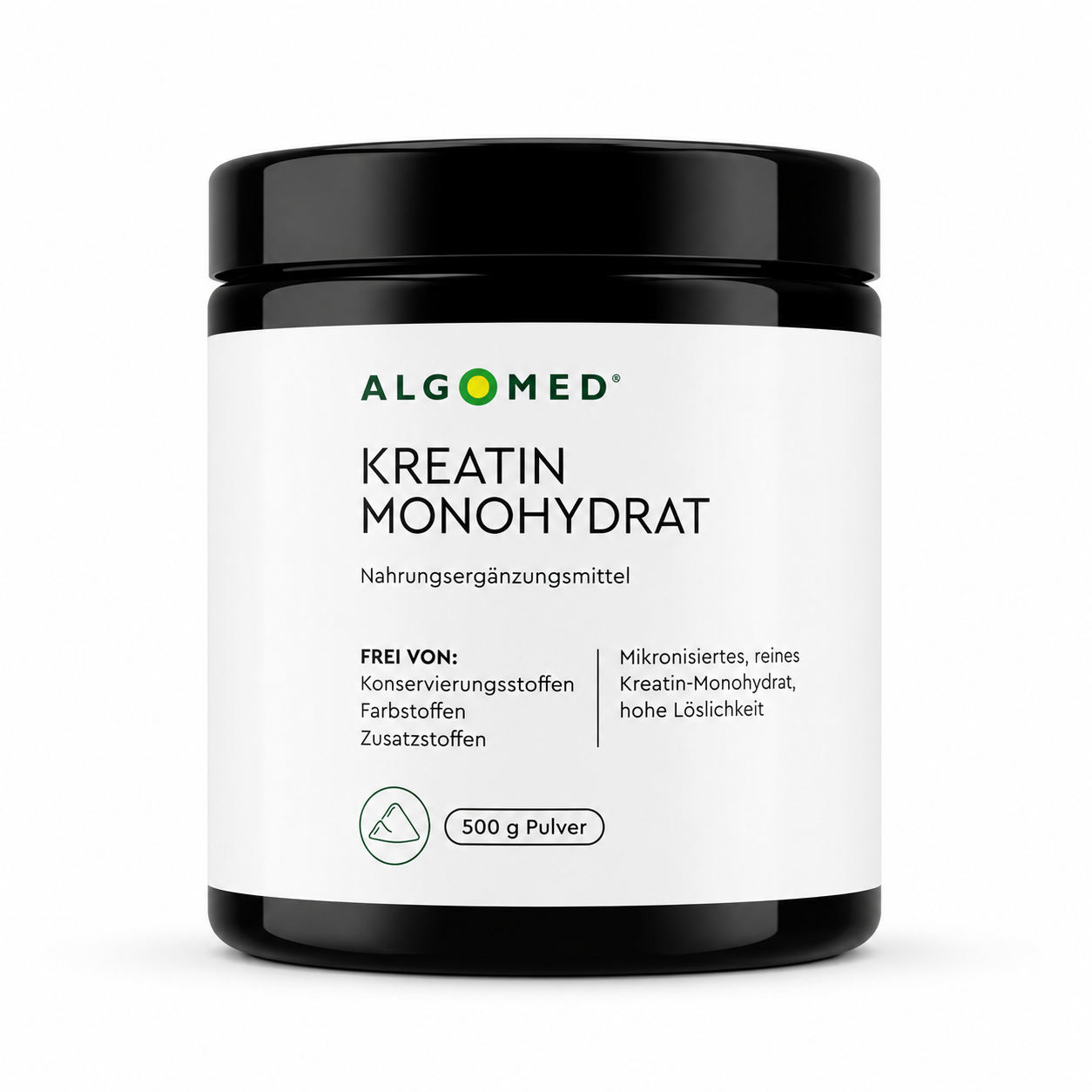 ALGOMED NEU: Kreatin Monohydrat 500g, laborgeprüft, vegan, und ohne Farb- und Zusatzstoffe.